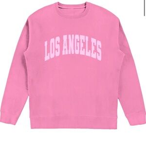Women's Pink Crewneck Sweatshirt with Los Angeles Print